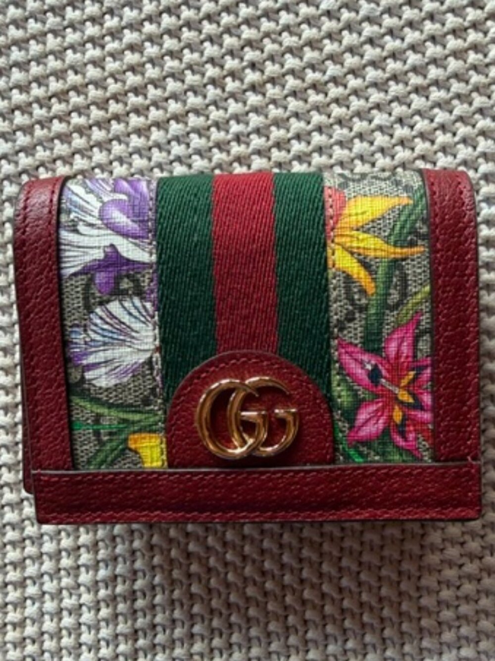 Gucci Ophidia GG Supreme Flora Card Case Wallet